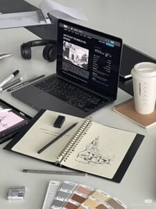 Fondo visual – mesa de trabajo con estilo minimalista